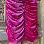 ZARA Pink Velvet Draped Ruched Mini Skirt Fuchsia Stretch Velour Size S Photo 5