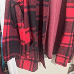 BBJ LA Flannel jacket Checkered Plaid Oversized open cardigan red black sz M Size M Photo 3