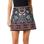 Verte Skirt Sz Small Boho Bohemian Festival Tribal Embroidered Mini Earthy Black Photo 0