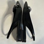 BP Black Pointed Toe Slingback Flats with Silver Chain Detail Women's Size 6.5M Photo 5