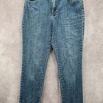 Chico's  Platinum Blue Jeans Straight Leg Cotton Denim Pants Size 1 Short Photo 0