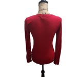 AÉROPOSTALE‎ Long Sleeve Shirt Womens Size S Red Waffle Knit Notched V Photo 3