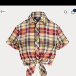 Ralph Lauren Polo  Cropped Plaid Cotton Tie Front Top Photo 1