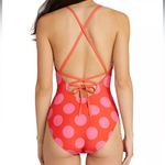Kate Spade  Pink Polka Dot Lace Up Back Swimsuit - like new Photo 1