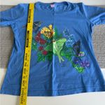 Vintage LAT Cobalt Blue Butterflies Moths Nature Boho Tee Shirt Size Small Photo 4