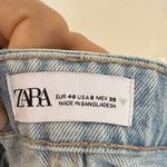 ZARA  High Waist Denim Short Light Waist Distressed Size 8 Beach Travel Photo 5