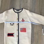 Vintage LeRoy Knitwear Virgin Wool Military Patriotic USA Flag RARE Sweater SZ S Red Photo 4