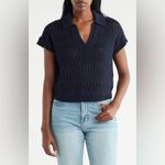 Knit Sleeveless Polo Cotton Blend Vest Size Medium Office Casual Fall Winter Blue Photo 4