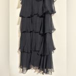 BCBGMAXAZRIA vintage 90s tulle tiered ruffle black dress with sequin strap Y2K Photo 2