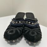 Laura Ashley Pennington Beaded Mules Black Silver Size 9 Photo 3