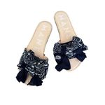 MANEBI Blue Bandana Print Slide Sandals Size 10 Photo 0