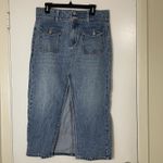 Free People We The Free Madison Midi denim Skirt front slit mid waist US 30 Photo 2