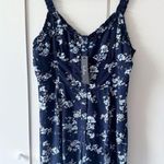 Lulus NWT  With Sweetness Floral Print Ruffled Romper - Navy Blue - M Photo 4