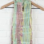 Roberta Einer Rainbow Bodycon Midi Dress Pastel Sheer Medium Large 10 Photo 6