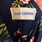 Vtg 60s/70s Gay Gibson Floral Halter Maxi Dress Navy Boho Blue Size M Photo 5