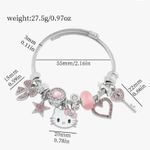 Hello Inspired Kitty Charm Bangle Bracelet Pink Photo 4
