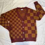 Vigoss  Checkered Orange and red button up cardigan size women’s medium Photo 0