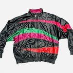 Vintage 90s TAIL Black Multicolor Jewel Toned Lined Windbreaker Bomber Jacket Multiple Size XL Photo 0