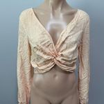 Urban Outfitters  Peach Micro Floral Print Twist Front Crop Top Shirt Small Pink Photo 1