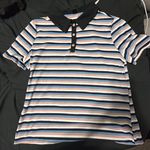 SheIn Plus Sized Pink & Blue Striped Polo Photo 0