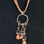 Vintage Pink Coral Beads Silver Floral Ring Pendant Choker Necklace Orange Photo 4