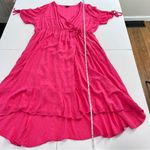 Torrid NWOT  Pink Swiss Dot Surplice Pockets Midi Dress‎ 2X Photo 9