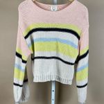 Billabong Size Large Seeing Stripes Sweater Pastel Colorblock Beachy Boho Hippie Photo 3