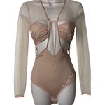 Nensi Dojaka Gathered Long Sleeve Bra Top In Sable Tan Sz XS Photo 2