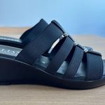 Italian Shoemakers  Black Wedge Slip On Sandal Sz 9M Silver Accent New Adalynn Photo 2