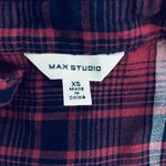 Max Studio Red Navy Plaid Shirt Dress Photo 8