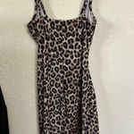 Main Strip Velvet Leather Body Con Dress Photo 2