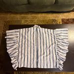 Laurie Felt Linen Blend Open Front Cardigan Flutter Sleeve Women’s Size M/L Blue Photo 7