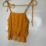 BP Women's Yellow Floral Print Tie Strap Sleeveless Crop Top Tank Size Small Photo 9