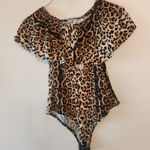 Objke leopard print bodysuit size womens medium Brown Photo 0