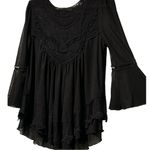 Andree by Unit Black Lace Sheer crochet embroidered‎ Blouse size M Photo 2