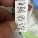 Aerie Blue & Green Striped Scoop Bikini Top Size Small Tie Front Beach Summer Photo 5