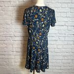 Nine Britton Women's XL Navy Floral Scalloped V-Neck Short Sleeve Dress Cottage Photo 2