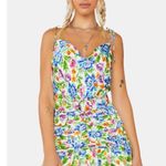 For Love & Lemons Miranda Belted Matte Satin Mini Dress Size Small NWT Floral Photo 2