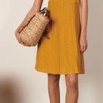 Ba&sh  Adana Pointelle Babydoll Cap Sleeve Knit Dress Mustard Yellow Lined Size 2 Photo 0