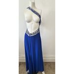 Betsy And Adam Electric Blue One Shoulder Sequin Beaded Floor Length Ball Gown 4 Photo 1