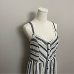 ZARA  Dres Midi Striped Cotton Button Front Pockets Coastal Beach Cottagecore Photo 1
