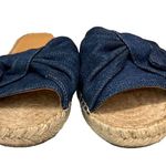 Marc Fisher Sandals Womens 7M Valey2 Blue Denim Bow Espadrille Slip On Preppy Photo 4
