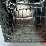 Furla  Croco Embossed Metallic Leather Diagonally Divided Three Pocket‎ Tote Bag Photo 6