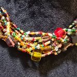 Women's Glass Seed Bead Multi Twelve Strand Braided Necklace with Lobster Clasp Red Photo 4