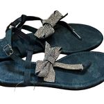 Material Girl Womens Navy Blue Sandals with Rhinestone Bow Photo 1
