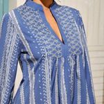 ZARA blue embroidered bohemian hippie mini dress long sleeve Photo 5