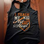 Anvil Black white orange baseball mom tank top Photo 0