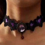 Gothic Black/Purple Lace Necklace Collar Choker Retro Style Faux Fashion Jewelry Black Photo 2