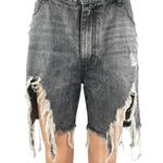 Ser.O.Ya Sammy Black Distressed Mid Rise Vintage Denim Jeans Bermuda Shorts 30 Photo 0