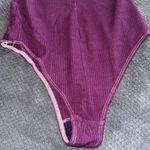 Reformation  ribbed plum purple bodysuit stretchy‎ square neck Sz Small Photo 3